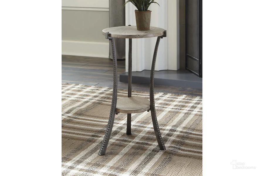 The appearance of Enderton White Wash and Pewter Accent Table designed by Signature Design by Ashley in the transitional interior design. This white wash/pewter piece of furniture  was selected by 1StopBedrooms from Enderton Collection to add a touch of cosiness and style into your home. Sku: A4000081. Material: Metal. Product Type: Accent Table. Image1