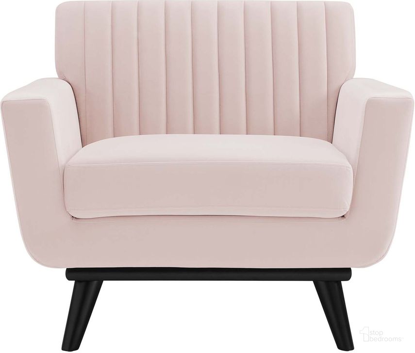 The appearance of Engage Channel Tufted Performance Velvet Arm Chair EEI-5457-PNK designed by Modway in the modern / contemporary interior design. This pink piece of furniture  was selected by 1StopBedrooms from Engage Collection to add a touch of cosiness and style into your home. Sku: EEI-5457-PNK. Product Type: Living Room Chair. Material: Rubberwood. Image1