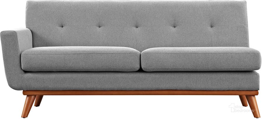 The appearance of Engage Gray Left-Arm Loveseat EEI-1795-GRY designed by Modway in the modern / contemporary interior design. This light gray piece of furniture  was selected by 1StopBedrooms from Engage Collection to add a touch of cosiness and style into your home. Sku: EEI-1795-GRY. Product Type: Loveseat. Material: Rubberwood. Image1