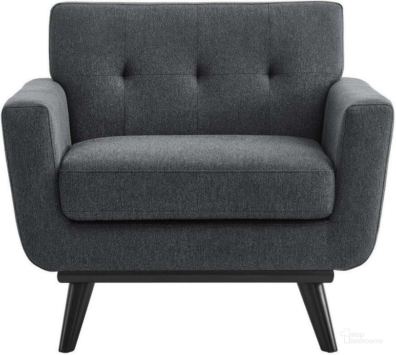 The appearance of Engage Herringbone Fabric Armchair In Charcoal designed by Modway in the modern / contemporary interior design. This charcoal piece of furniture  was selected by 1StopBedrooms from Engage Collection to add a touch of cosiness and style into your home. Sku: EEI-5868-CHA. Material: Wood. Product Type: Living Room Chair. Image1