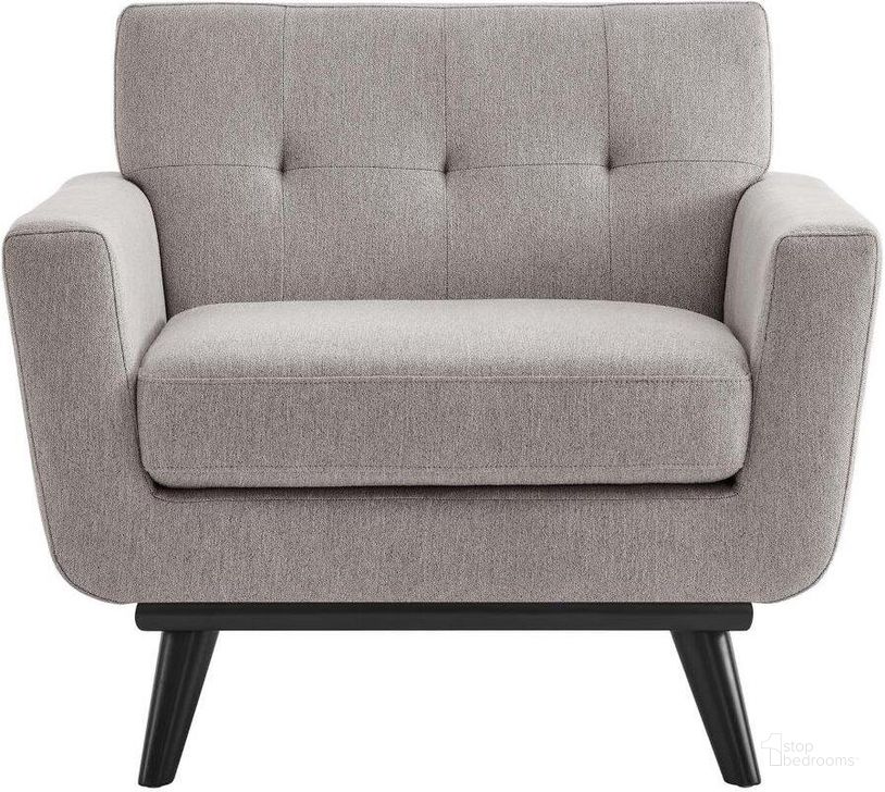 The appearance of Engage Herringbone Fabric Armchair In Light Gray designed by Modway in the modern / contemporary interior design. This light gray piece of furniture  was selected by 1StopBedrooms from Engage Collection to add a touch of cosiness and style into your home. Sku: EEI-5868-LGR. Material: Wood. Product Type: Living Room Chair. Image1