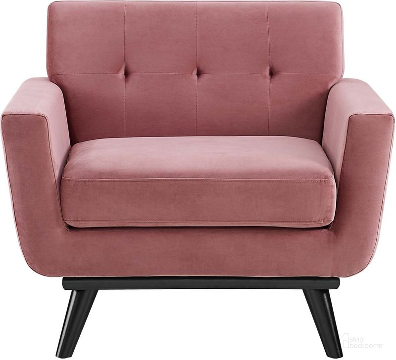 The appearance of Engage Performance Velvet Arm Chair In Dusty Rose designed by Modway in the modern / contemporary interior design. This dusty rose piece of furniture  was selected by 1StopBedrooms from Engage Collection to add a touch of cosiness and style into your home. Sku: EEI-5598-DUS. Material: Wood. Product Type: Living Room Chair. Image1