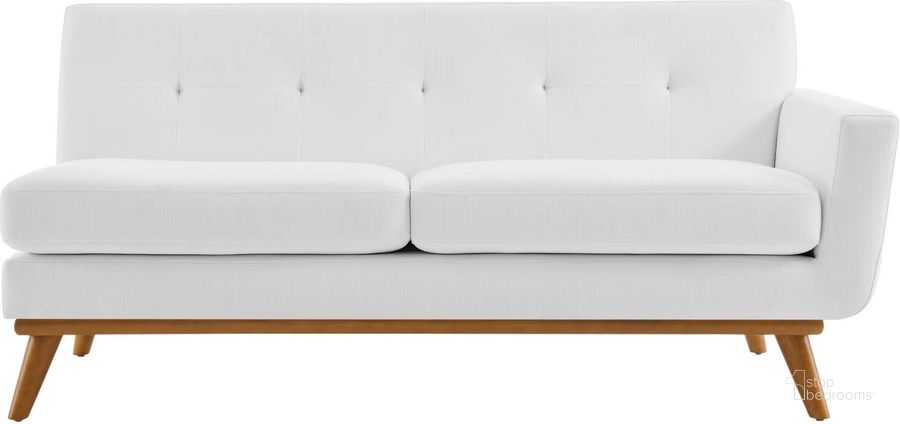 The appearance of Engage Right-Arm Upholstered Fabric Loveseat designed by Modway in the modern / contemporary interior design. This white piece of furniture  was selected by 1StopBedrooms from Engage Collection to add a touch of cosiness and style into your home. Sku: EEI-1792-WHI. Product Type: Loveseat. Material: Rubberwood. Image1