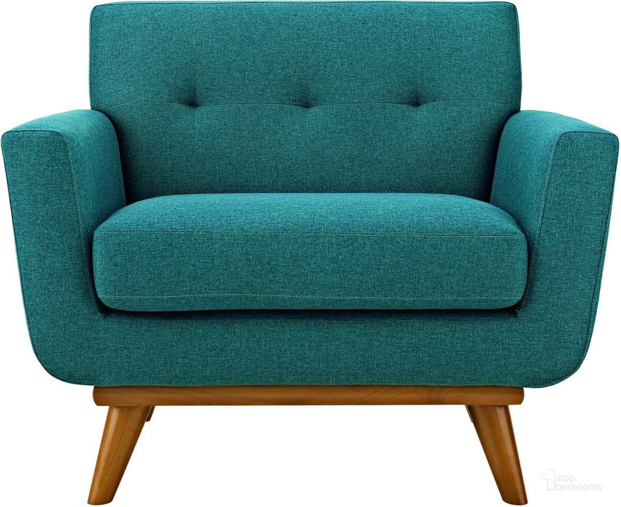 The appearance of Engage Teal Upholstered Fabric Arm Chair designed by Modway in the modern / contemporary interior design. This teal piece of furniture  was selected by 1StopBedrooms from Engage Collection to add a touch of cosiness and style into your home. Sku: EEI-1178-TEA. Material: Fabric. Product Type: Living Room Chair. Image1