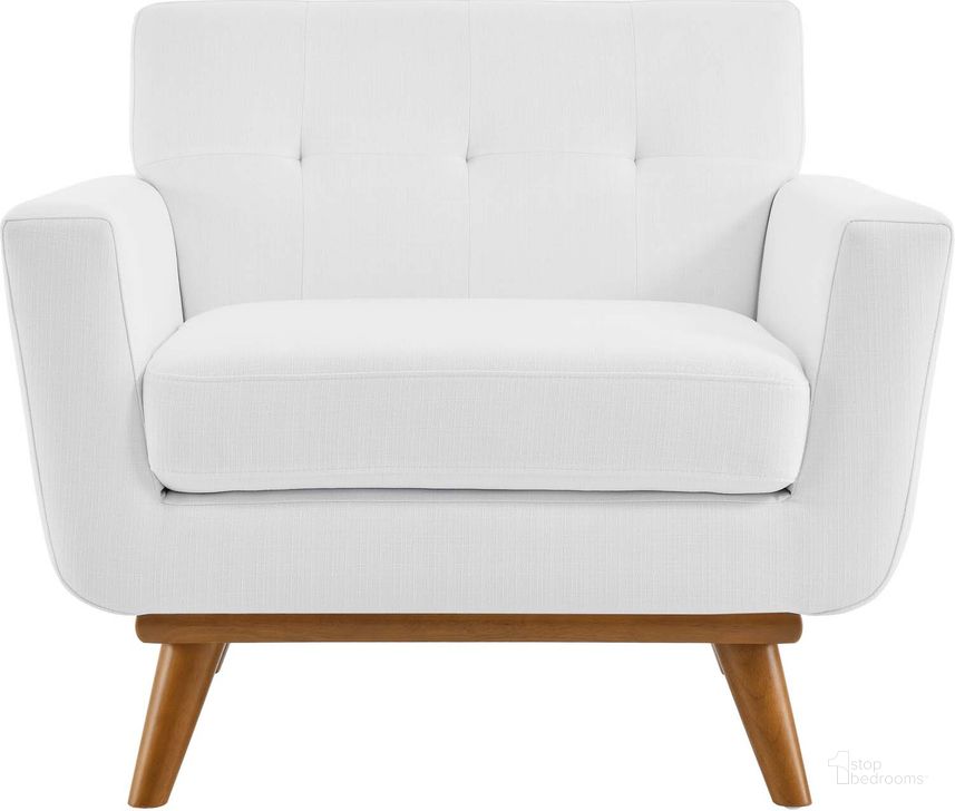 The appearance of Engage Upholstered Fabric Arm Chair designed by Modway in the modern / contemporary interior design. This white piece of furniture  was selected by 1StopBedrooms from Engage Collection to add a touch of cosiness and style into your home. Sku: EEI-1178-WHI. Product Type: Living Room Chair. Material: Rubberwood. Image1