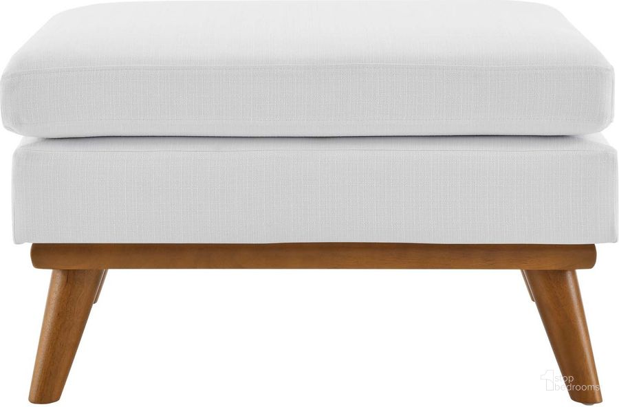The appearance of Engage Upholstered Fabric Ottoman designed by Modway in the modern / contemporary interior design. This white piece of furniture  was selected by 1StopBedrooms from Engage Collection to add a touch of cosiness and style into your home. Sku: EEI-1797-WHI. Product Type: Ottoman. Material: Rubberwood. Image1
