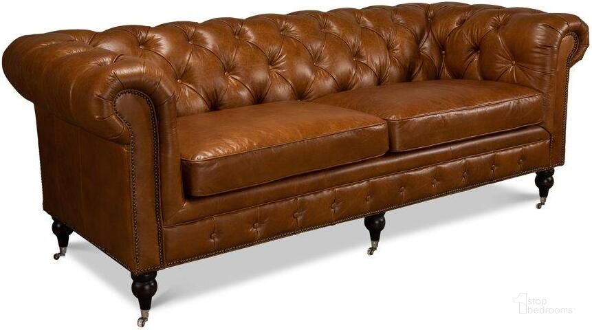 The appearance of English Cuba Brown Tufted Club Sofa designed by Sarreid in the traditional interior design. This brown piece of furniture  was selected by 1StopBedrooms from English Collection to add a touch of cosiness and style into your home. Sku: 53130. Product Type: Sofa. Image1