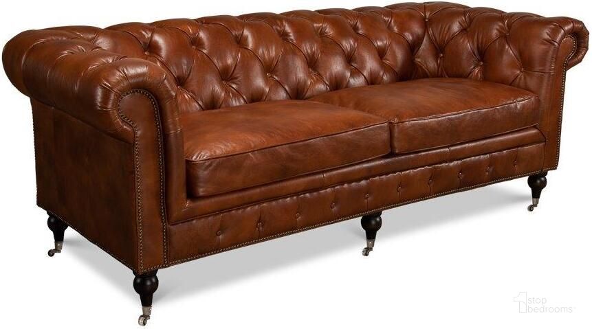The appearance of English Vegetable Brown Tufted Club Sofa designed by Sarreid in the traditional interior design. This brown piece of furniture  was selected by 1StopBedrooms from English Collection to add a touch of cosiness and style into your home. Sku: 53128. Product Type: Sofa. Image1