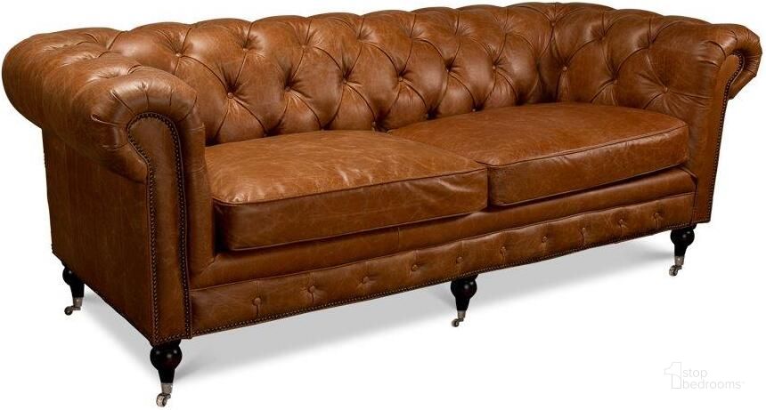 The appearance of English Vienna Brown Tufted Club Sofa designed by Sarreid in the traditional interior design. This brown piece of furniture  was selected by 1StopBedrooms from English Collection to add a touch of cosiness and style into your home. Sku: 53129. Product Type: Sofa. Image1