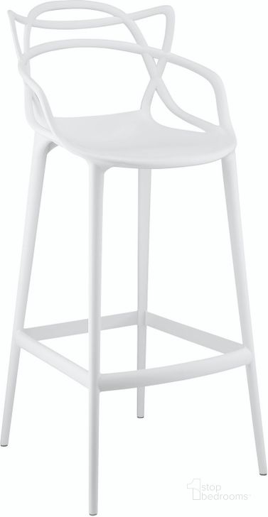 The appearance of Entangled White Bar Stool designed by Modway in the modern / contemporary interior design. This white piece of furniture  was selected by 1StopBedrooms from Entangled Collection to add a touch of cosiness and style into your home. Sku: EEI-1460-WHI. Product Type: Barstool. Material: Plastic. Image1
