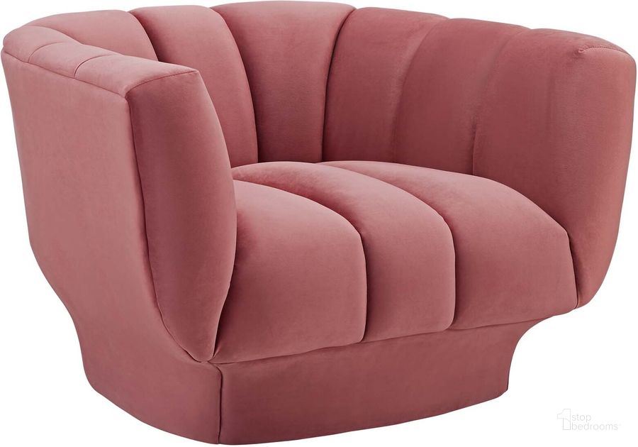The appearance of Entertain Dusty Rose Vertical Channel Tufted Performance Velvet Arm Chair designed by Modway in the modern / contemporary interior design. This dusty rose piece of furniture  was selected by 1StopBedrooms from Entertain Collection to add a touch of cosiness and style into your home. Sku: EEI-3352-DUS. Material: Wood. Product Type: Living Room Chair. Image1