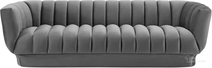The appearance of Entertain Gray Vertical Channel Tufted Performance Velvet Sofa designed by Modway in the modern / contemporary interior design. This gray piece of furniture  was selected by 1StopBedrooms from Entertain Collection to add a touch of cosiness and style into your home. Sku: EEI-3351-GRY. Material: Wood. Product Type: Sofa. Image1