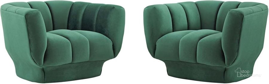 The appearance of Entertain Green Vertical Channel Tufted Performance Velvet Arm Chair Set of 2 designed by Modway in the modern / contemporary interior design. This green piece of furniture  was selected by 1StopBedrooms from Entertain Collection to add a touch of cosiness and style into your home. Sku: EEI-4085-GRN. Material: Wood. Product Type: Living Room Chair. Image1