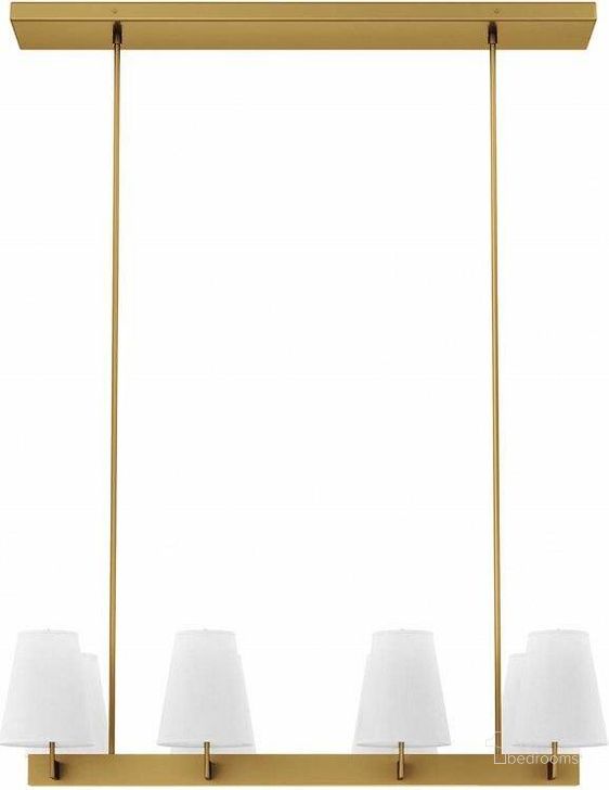 The appearance of Enthrall White And Brushed Brass 8-Light Chandelier designed by Modway in the modern / contemporary interior design. This white and brushed brass piece of furniture  was selected by 1StopBedrooms from Enthrall Collection to add a touch of cosiness and style into your home. Sku: EEI-5642-WHI-SBR. Product Type: Chandelier. Material: PVC. Image1