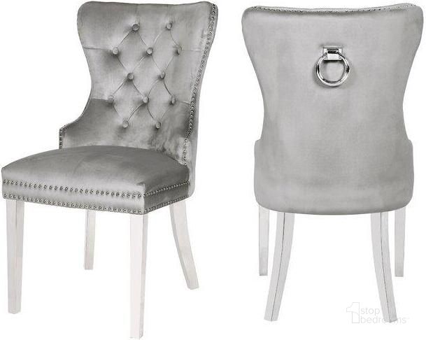 The appearance of Erica Dining Chair Set of 2 With Stainless Steel Legs In Light Gray designed by Galaxy Home Furnishings in the modern / contemporary interior design. This light gray piece of furniture  was selected by 1StopBedrooms from Erica Collection to add a touch of cosiness and style into your home. Sku: 808857825940. Material: Wood. Product Type: Dining Chair. Image1