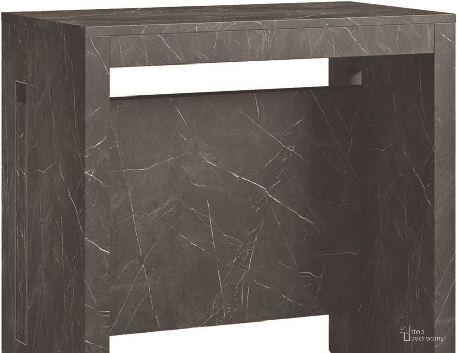 The appearance of Erika Black Marbled Extendable Console Table designed by Casabianca Home in the transitional interior design. This black and brown piece of furniture  was selected by 1StopBedrooms from Erika Collection to add a touch of cosiness and style into your home. Sku: TC-540B-BM. Product Type: Console Table. Material: MDF. Image1