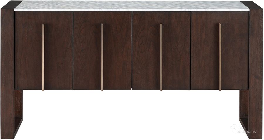The appearance of Erinn V X Universal Parma Credenza In Dark Walnut designed by Universal in the modern / contemporary interior design. This dark walnut piece of furniture  was selected by 1StopBedrooms from Erinn V X Universal Collection to add a touch of cosiness and style into your home. Sku: U225D774. Product Type: Credenza. Material: Wood Veneer. Image1