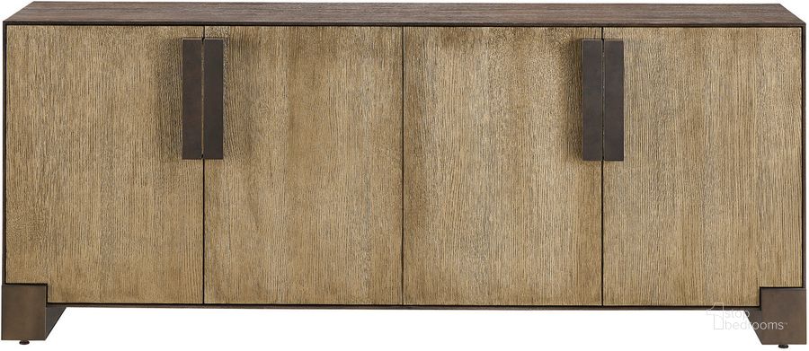 The appearance of Erinn V X Universal Riviera Console In Otter designed by Universal in the modern / contemporary interior design. This otter piece of furniture  was selected by 1StopBedrooms from Erinn V X Universal Collection to add a touch of cosiness and style into your home. Sku: U225B964. Product Type: Console. Material: Wood Veneer. Image1