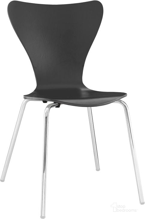 The appearance of Ernie Black Dining Side Chair EEI-537-BLK designed by Modway in the modern / contemporary interior design. This black piece of furniture  was selected by 1StopBedrooms from Ernie Collection to add a touch of cosiness and style into your home. Sku: EEI-537-BLK. Material: Wood. Product Type: Side Chair. Image1