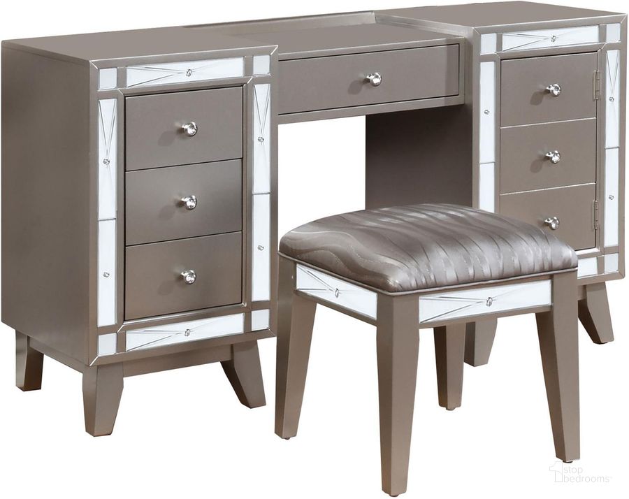 The appearance of Ersley Gray Vanity Set Bedroom Vanity designed by Off 5th Home in the transitional interior design. This gray piece of furniture  was selected by 1StopBedrooms from Ersley Collection to add a touch of cosiness and style into your home. Sku: 204927. Material: Wood. Product Type: Vanity Set. Image1