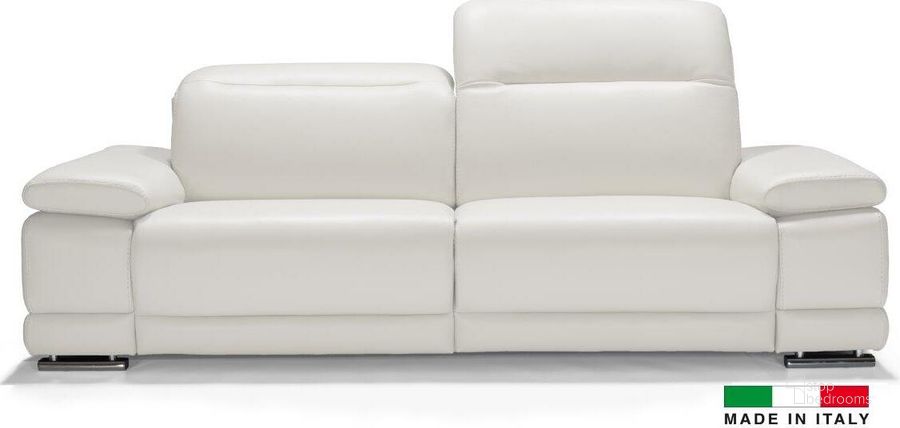 The appearance of Escape Sofa In White designed by Bellini Modern Living in the modern / contemporary interior design. This white piece of furniture  was selected by 1StopBedrooms from Escape Collection to add a touch of cosiness and style into your home. Sku: Escape S WHT. Material: Leather. Product Type: Sofa. Image1
