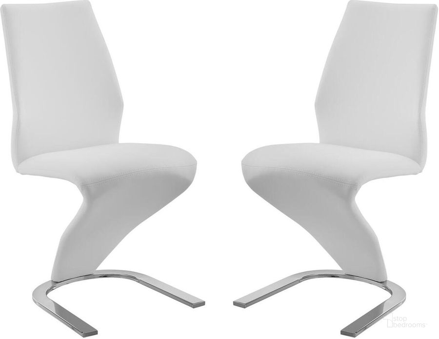 The appearance of Escona White Dining Chair Set of 2 designed by FineForm in the modern / contemporary interior design. This white piece of furniture  was selected by 1StopBedrooms from Escona Collection to add a touch of cosiness and style into your home. Sku: CB-6606-W. Product Type: Dining Chair. Material: Stainless Steel. Image1