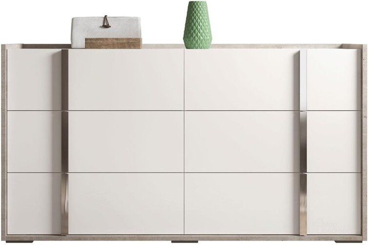 The appearance of ESF Status Italy Treviso White Grey Double Dresser And Mirror designed by ESF in the modern / contemporary interior design. This white and gray piece of furniture  was selected by 1StopBedrooms from Status Italy Collection to add a touch of cosiness and style into your home. Sku: TREVISODDRESSER;TREVISOMIRROR. Product Type: Dresser and Mirror. Image1