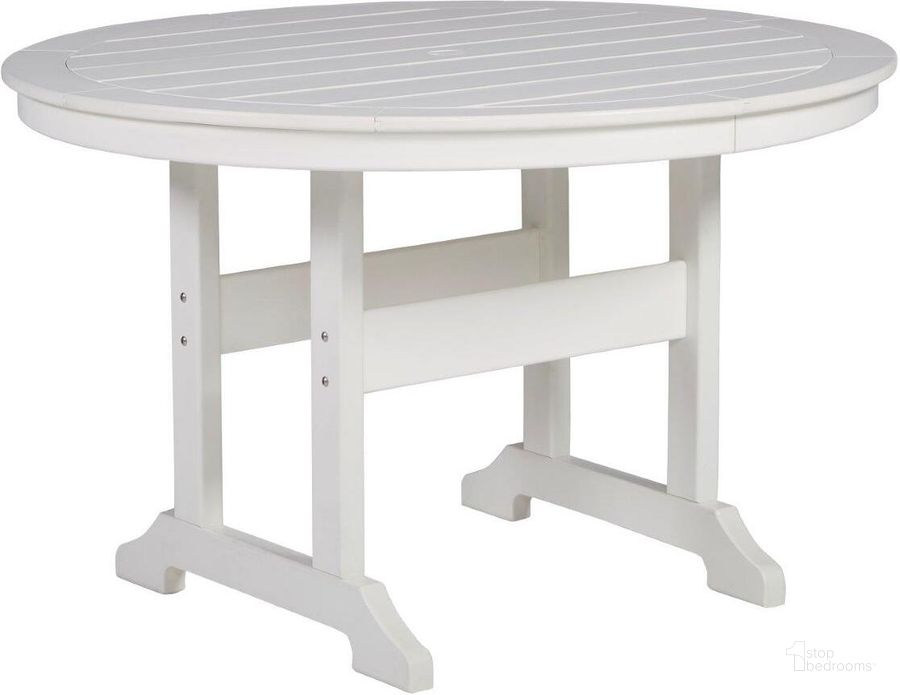 The appearance of Esprit-Sano White Outdoor Table designed by Boho House in the modern / contemporary interior design. This white piece of furniture  was selected by 1StopBedrooms from Esprit-Sano Collection to add a touch of cosiness and style into your home. Sku: P207-615. Product Type: Outdoor Dining Table. Size: 48". Image1