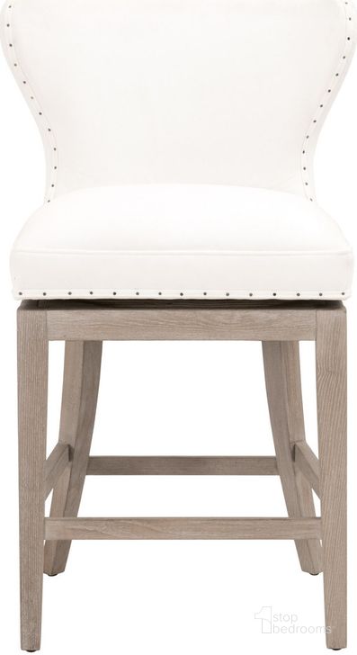 The appearance of Essentials Gray Milton Swivel Counter Stool designed by Essentials For Living in the transitional interior design. This gray piece of furniture  was selected by 1StopBedrooms from Essentials Collection to add a touch of cosiness and style into your home. Sku: 6421-CSUP.LPPRL-BT/NG. Material: Wood. Product Type: Barstool. Image1