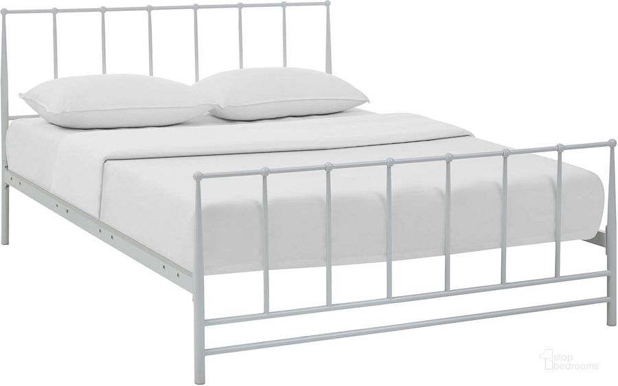 The appearance of Estate White Queen Bed designed by Modway in the modern / contemporary interior design. This white piece of furniture  was selected by 1StopBedrooms from Estate Collection to add a touch of cosiness and style into your home. Sku: MOD-5482-WHI. Material: Steel. Bed Size: Queen. Product Type: Slat / Spindle Bed. Bed Type: Slat / Spindle Bed. Image1