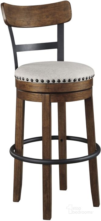 The appearance of Estlin Brown Barstool 0qd2351968 designed by Isaac Tahari in the industrial interior design. This brown piece of furniture  was selected by 1StopBedrooms from Estlin Collection to add a touch of cosiness and style into your home. Sku: D546-430. Material: Wood. Product Type: Barstool. Image1