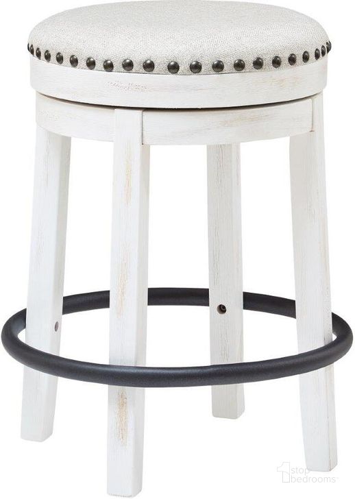 The appearance of Estlin White/Black Accent Stool Barstool designed by Isaac Tahari in the transitional interior design. This white/black piece of furniture  was selected by 1StopBedrooms from Estlin Collection to add a touch of cosiness and style into your home. Sku: D546-324. Material: Fabric. Product Type: Accent Stool. Image1