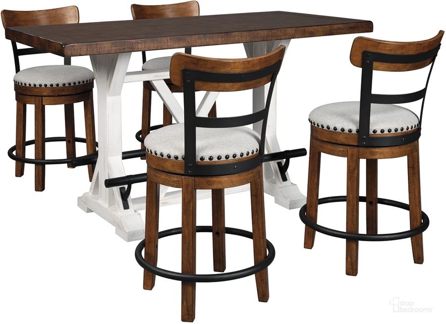 The appearance of Estlin White/Brown Dining Room Set 0qd2361760 designed by Isaac Tahari in the industrial interior design. This white/brown piece of furniture  was selected by 1StopBedrooms from Estlin Collection to add a touch of cosiness and style into your home. Sku: D546-13;D546-424. Table Base Style: Trestle. Material: Wood. Product Type: Dining Room Set. Table Top Shape: Rectangular. Size: 60". Image1