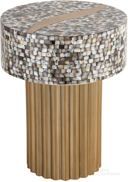 The appearance of Et 1207-16 End Table Finished With Mother Of Pearl Top designed by Galaxy Home Furnishings in the modern / contemporary interior design. This brass piece of furniture  was selected by 1StopBedrooms from ET1207-16 Collection to add a touch of cosiness and style into your home. Sku: 601955552219. Product Type: End Table. Material: Stainless Steel. Image1