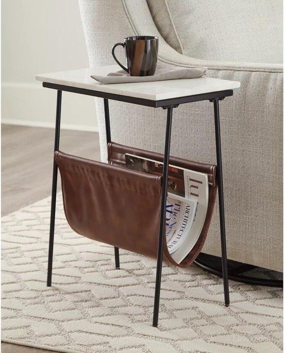 The appearance of Etanbury Brown And Black Accent Table designed by Signature Design by Ashley in the transitional interior design. This brown/black/white piece of furniture  was selected by 1StopBedrooms from Etanbury Collection to add a touch of cosiness and style into your home. Sku: A4000254. Material: Fabric. Product Type: Accent Table. Image1