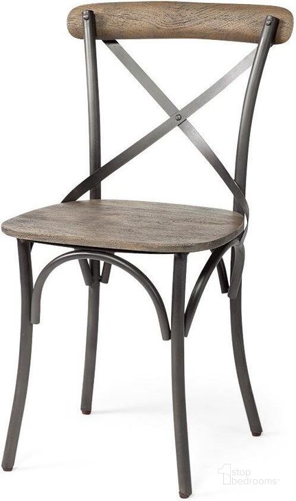 The appearance of Etienne I Brown Solid Wood Seat Grey Iron Frame Dining Chair Set of 2 designed by Mercana in the modern / contemporary interior design. This black and brown piece of furniture  was selected by 1StopBedrooms from Etienne Collection to add a touch of cosiness and style into your home. Sku: 50450. Material: Wood. Product Type: Dining Chair. Image1