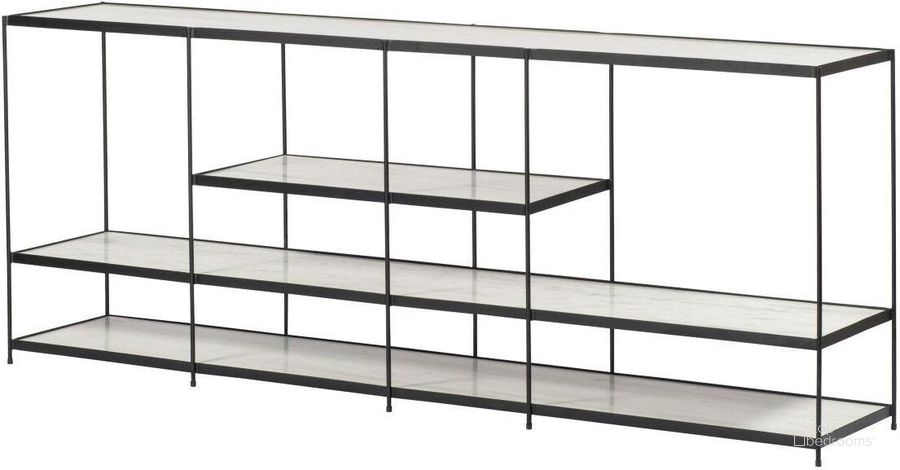 The appearance of Etta Metal Layer Shelves With Industrial Black Frame Buffet designed by Mobital in the modern / contemporary interior design. This black piece of furniture  was selected by 1StopBedrooms from Etta Collection to add a touch of cosiness and style into your home. Sku: DBU-ETTA-BLAC-METAL. Material: Metal. Product Type: Buffet.