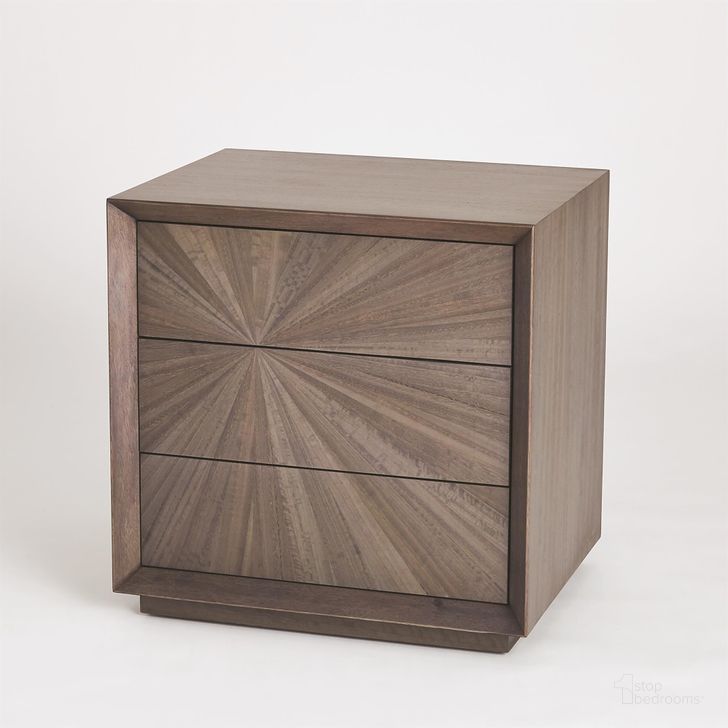 The appearance of Eucalyptus Burst Left Bedside Chest In Gray designed by Global Views in the modern / contemporary interior design. This gray piece of furniture  was selected by 1StopBedrooms from Eucalyptus Collection to add a touch of cosiness and style into your home. Sku: 2669. Material: Wood. Product Type: Chest. Image1