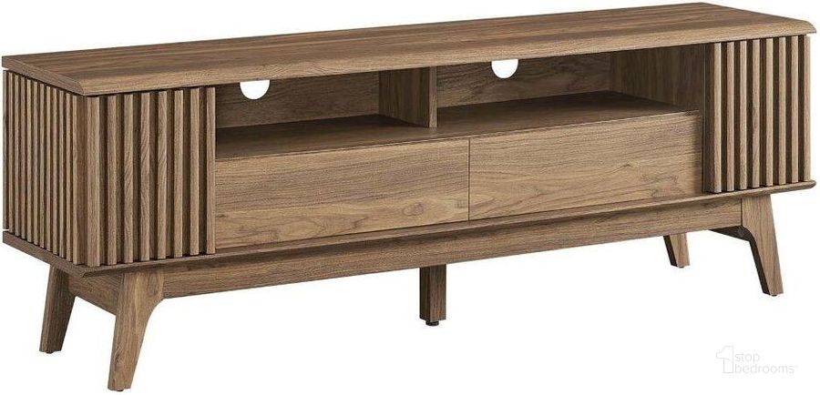 The appearance of Eudora 60 Inch TV Stand In Walnut designed by Modway in the modern / contemporary interior design. This walnut piece of furniture  was selected by 1StopBedrooms from Eudora Collection to add a touch of cosiness and style into your home. Sku: EEI-6279-WAL. Product Type: TV Stand. Material: MDF. Image1