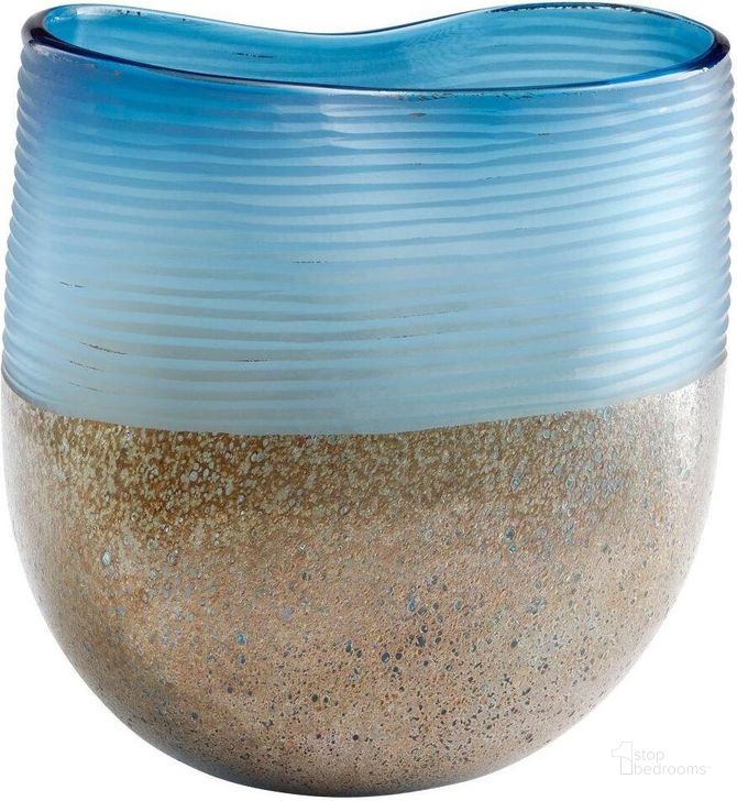 The appearance of Europa Blue And Iron Glaze Medium Vase designed by Cyan Design in the modern / contemporary interior design. This blue piece of furniture  was selected by 1StopBedrooms from Europa Collection to add a touch of cosiness and style into your home. Sku: 10344. Material: Glass. Product Type: Vase.
