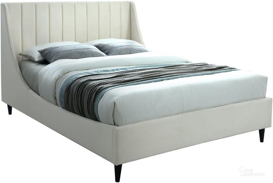The appearance of Eva Cream Velvet King Bed designed by Meridian in the modern / contemporary interior design. This cream velvet piece of furniture  was selected by 1StopBedrooms from Eva Collection to add a touch of cosiness and style into your home. Sku: EvaCream-K-1;EvaCream-K-2. Bed Type: Platform Bed. Product Type: Platform Bed. Bed Size: King. Material: Velvet. Image1