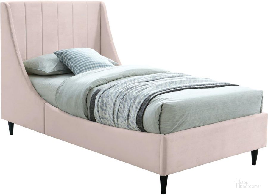 The appearance of Eva Velvet Twin Bed In Pink designed by Meridian in the modern / contemporary interior design. This pink piece of furniture  was selected by 1StopBedrooms from Eva Collection to add a touch of cosiness and style into your home. Sku: EvaPink-T-1;EvaPink-T-2. Product Type: Bed. Bed Size: Twin. Material: Velvet. Image1