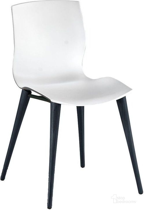 The appearance of Evalyn White Seat With Anthracite Legs Chair Set Of 2 designed by Bellini Modern Living in the transitional interior design. This white piece of furniture  was selected by 1StopBedrooms from Evalyn Collection to add a touch of cosiness and style into your home. Sku: Evalyn ANT-ANT. Product Type: Dining Chair. Image1