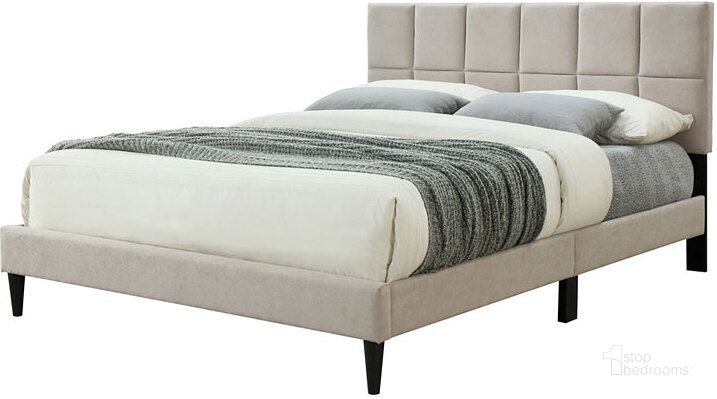 The appearance of Evelyn Upholstered Bed (Queen) designed by Bernards in the modern / contemporary interior design. This taupe piece of furniture  was selected by 1StopBedrooms from Evelyn Collection to add a touch of cosiness and style into your home. Sku: 1132-105. Bed Type: Panel Bed. Material: Polyester. Product Type: Panel Bed. Bed Size: Queen. Image1