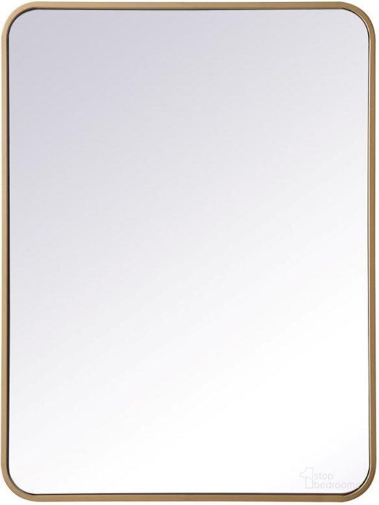 The appearance of Evermore Brass Rectangular Mirror MR802432BR designed by Elegant Lighting in the transitional interior design. This brass piece of furniture  was selected by 1StopBedrooms from Evermore Collection to add a touch of cosiness and style into your home. Sku: MR802432BR. Material: Metal. Product Type: Mirror. Image1