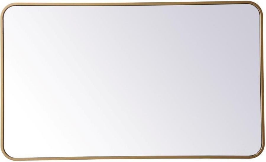 The appearance of Evermore Brass Rectangular Mirror MR802440BR designed by Elegant Lighting in the transitional interior design. This brass piece of furniture  was selected by 1StopBedrooms from Evermore Collection to add a touch of cosiness and style into your home. Sku: MR802440BR. Material: Metal. Product Type: Mirror. Image1