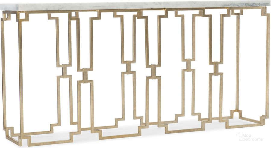 The appearance of Evermore Gold Console Table designed by Hooker in the modern / contemporary interior design. This gold piece of furniture  was selected by 1StopBedrooms from Evermore Collection to add a touch of cosiness and style into your home. Sku: 1687-80151-00. Material: Metal. Product Type: Console Table. Image1