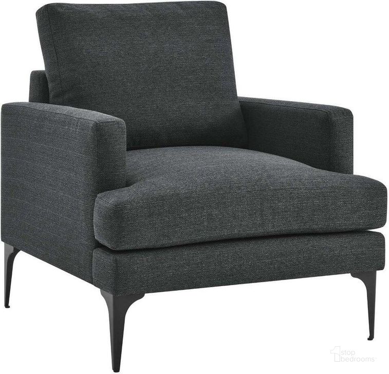 The appearance of Evermore Upholstered Fabric Armchair In Gray designed by Modway in the modern / contemporary interior design. This gray piece of furniture  was selected by 1StopBedrooms from Evermore Collection to add a touch of cosiness and style into your home. Sku: EEI-6003-DOR. Product Type: Accent Chair. Material: Plywood. Image1