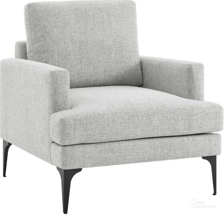 The appearance of Evermore Upholstered Fabric Armchair In Light Gray designed by Modway in the modern / contemporary interior design. This light gray piece of furniture  was selected by 1StopBedrooms from Evermore Collection to add a touch of cosiness and style into your home. Sku: EEI-6003-LGR. Product Type: Accent Chair. Material: Plywood. Image1