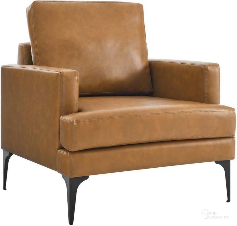 The appearance of Evermore Vegan Leather Armchair In Tan designed by Modway in the modern / contemporary interior design. This tan piece of furniture  was selected by 1StopBedrooms from Evermore Collection to add a touch of cosiness and style into your home. Sku: EEI-6047-TAN. Product Type: Accent Chair. Material: Plywood. Image1